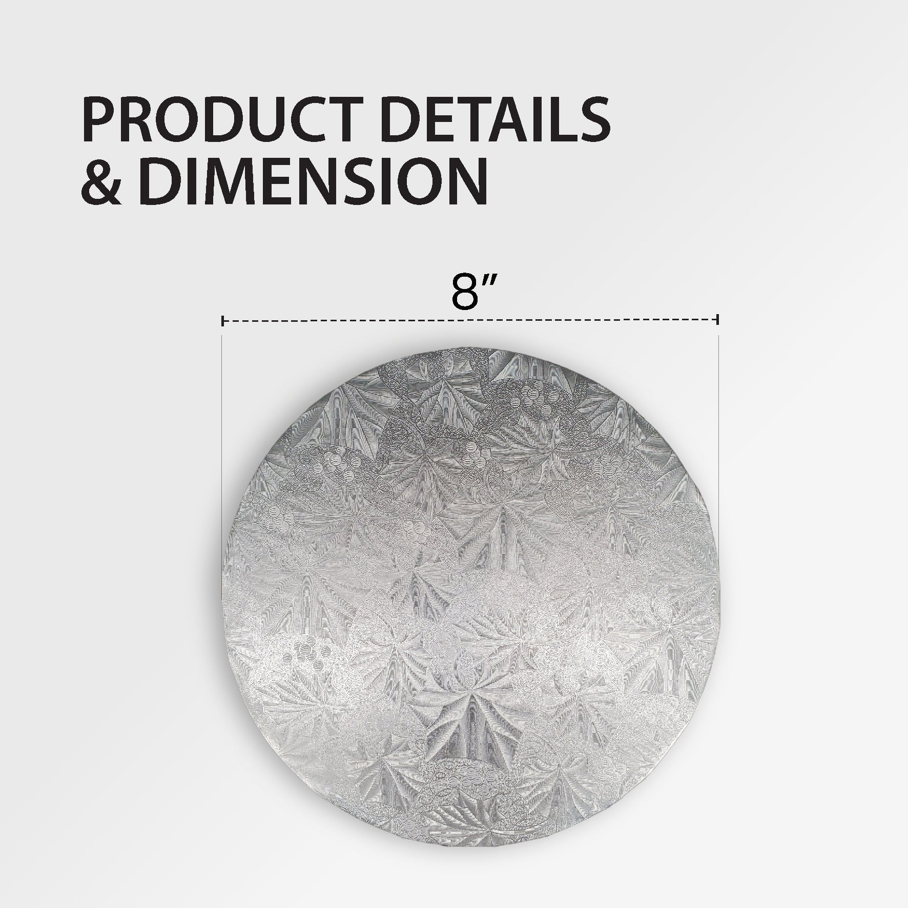 CLR - Enjay - Cake Board - Round - Silver - 8x1/2 - Image 3